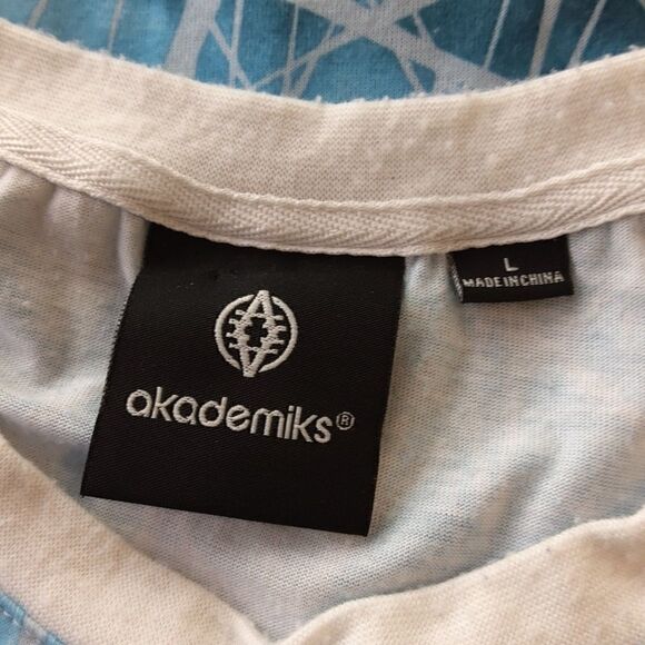 (3/$20) Akademiks blue and white short sleeve t-shirt with rounded hem - Picture 11 of 11